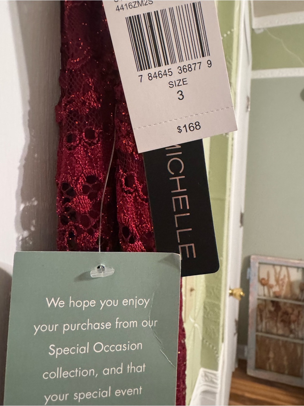 Michele Burgundy Sequin Halter Maxi Dress for prom - Picture 6 of 8